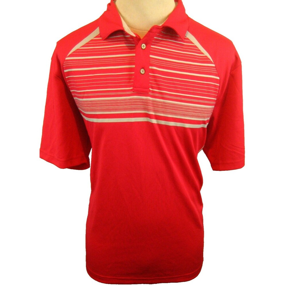Mens Grand Slam Red/Silver Stripe SS Polo Golf Casual Shirt sz XL - Picture 1 of 4